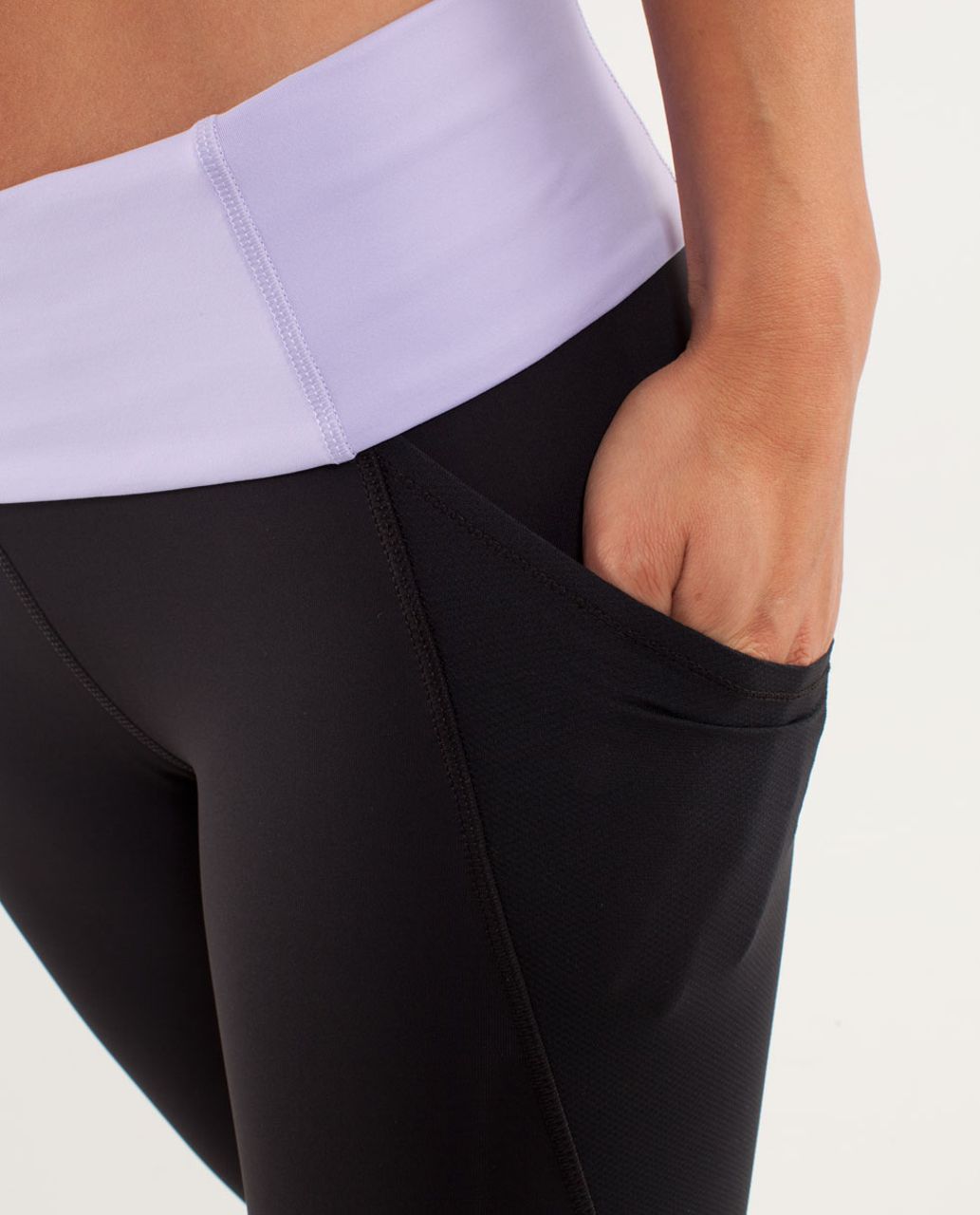 Lululemon Run:  Nothing To Hide Crop - Black /  Lilac