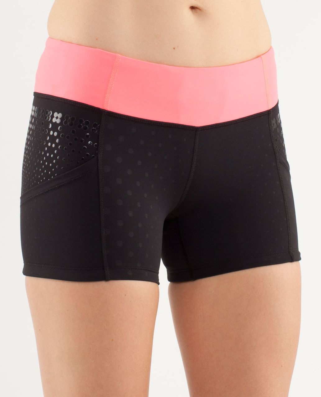 Lululemon Run:  Shorty Short - Faded Dot Embossed Black / Black / Flash Light