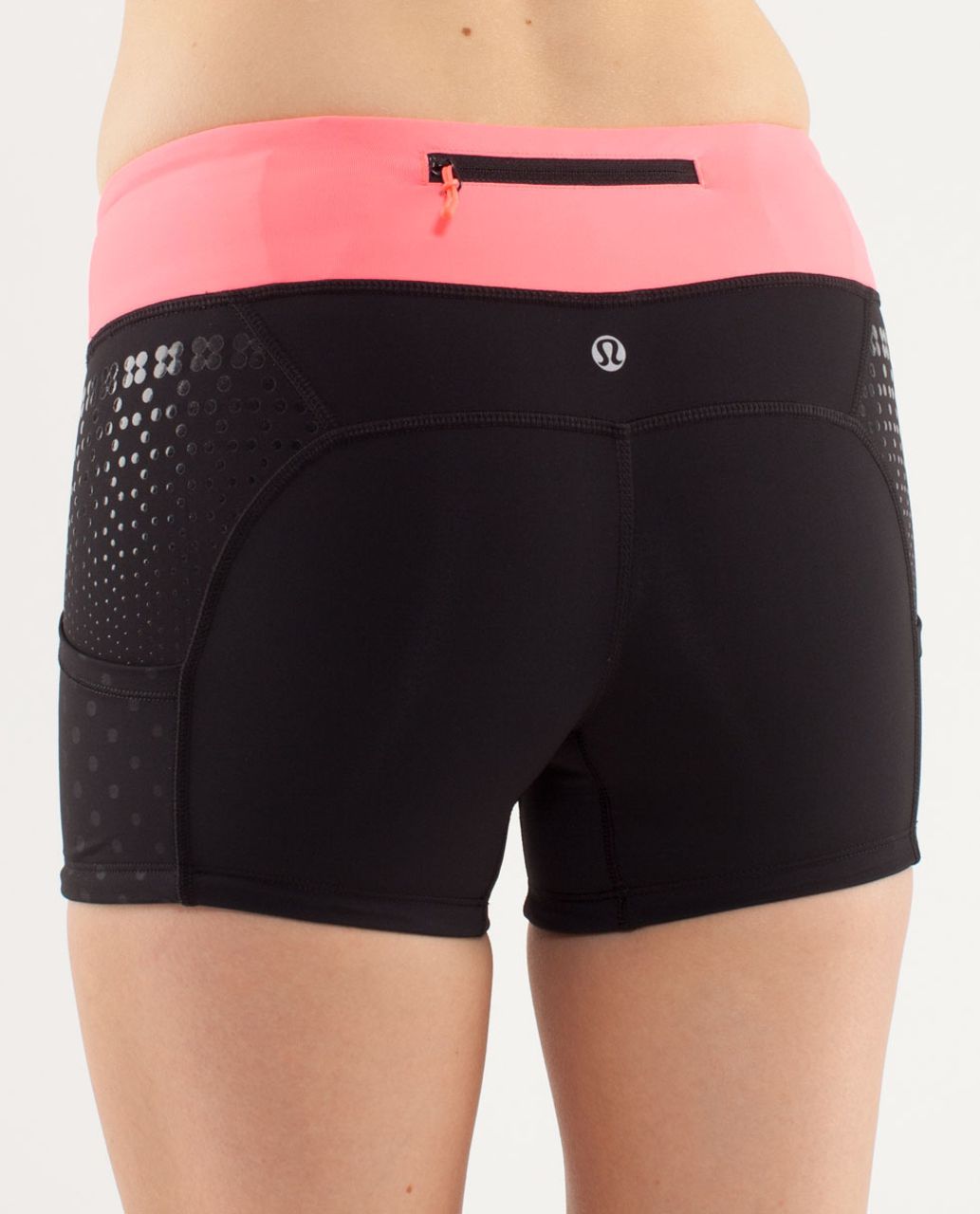 Lululemon Run Shorty Short Faded Dot Embossed Black Black Flash