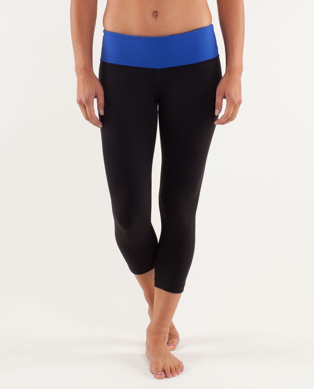 Lululemon Wunder Under Crop *Reversible - Black / New Blue / Wee Stripe Black / Static Coal