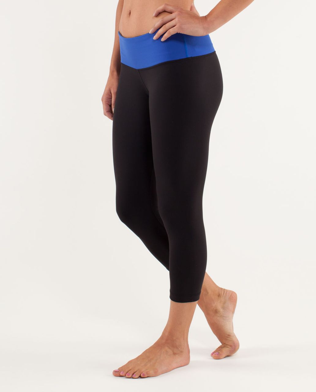 Lululemon Wunder Under Crop *Reversible - Black / New Blue / Wee Stripe Black / Static Coal