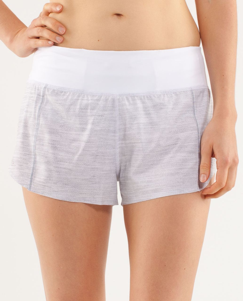 Lululemon Run:  Light As Air Short - Commuter Denim White / Fossil / White