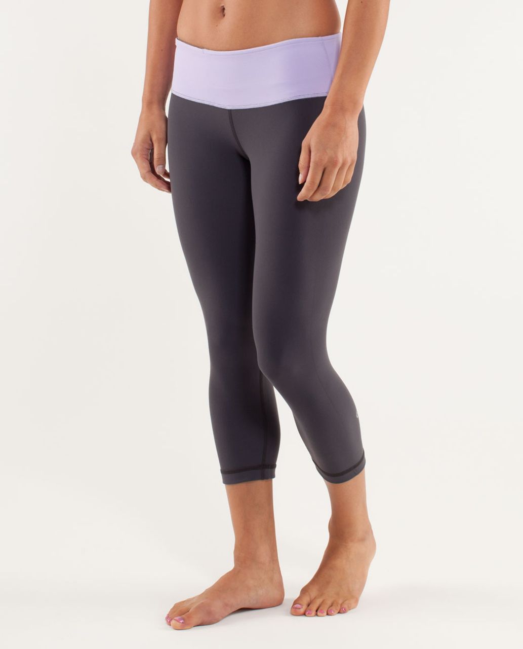 Lululemon Wunder Under Crop *Reversible - Coal / Wee Stripe White / Static Coal