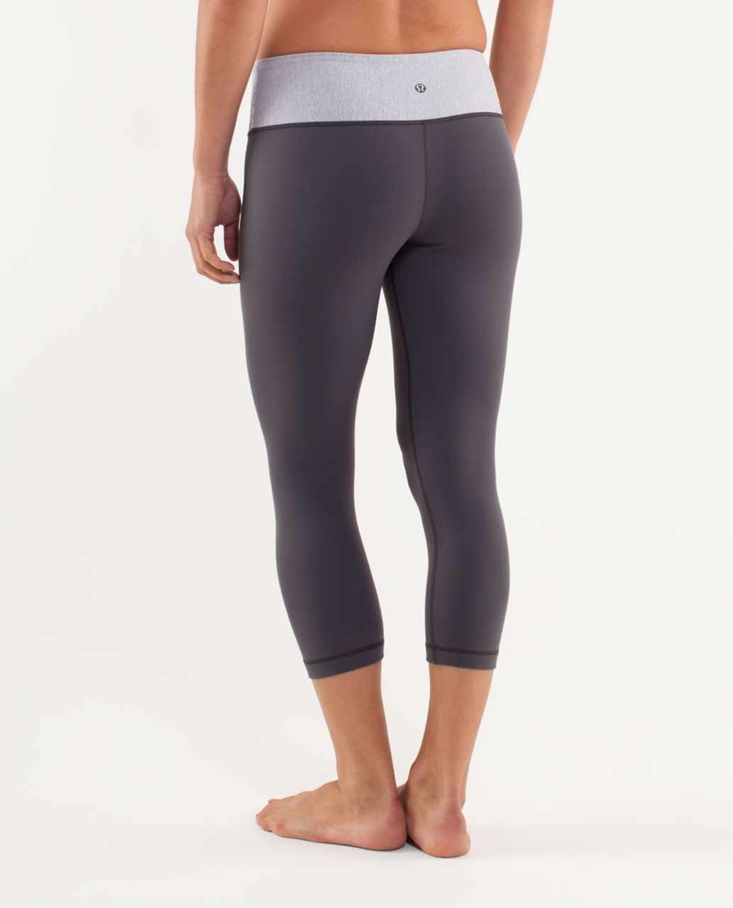 Lululemon Wunder Under Crop *Reversible - Coal / Wee Stripe White / Static Coal