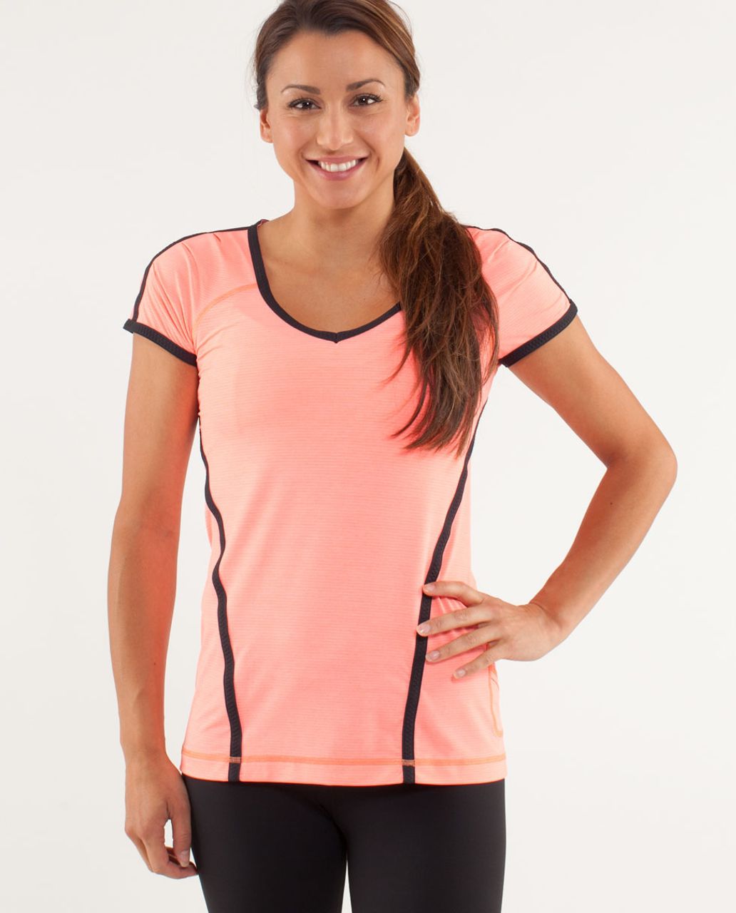 Lululemon Run: Team Spirit Tech Short Sleeve - Pop Orange / Deep Coal -  lulu fanatics