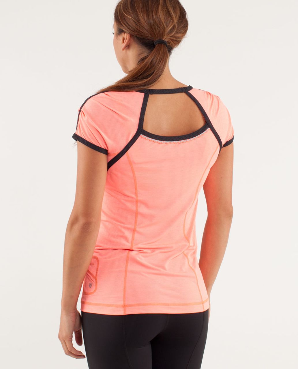 Lululemon Run:  Team Spirit Tech Short Sleeve - Pop Orange / Deep Coal