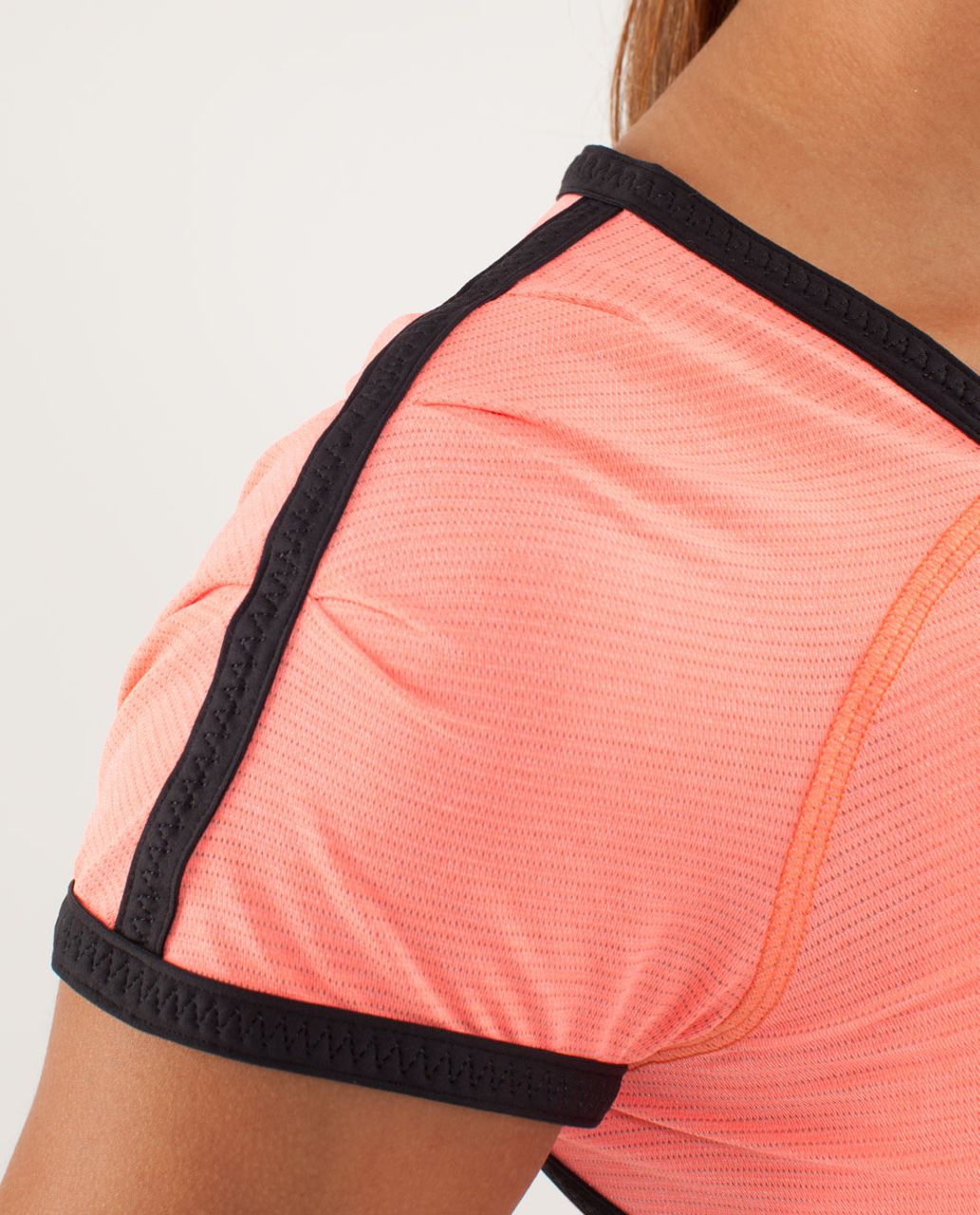 Lululemon Run:  Team Spirit Tech Short Sleeve - Pop Orange / Deep Coal