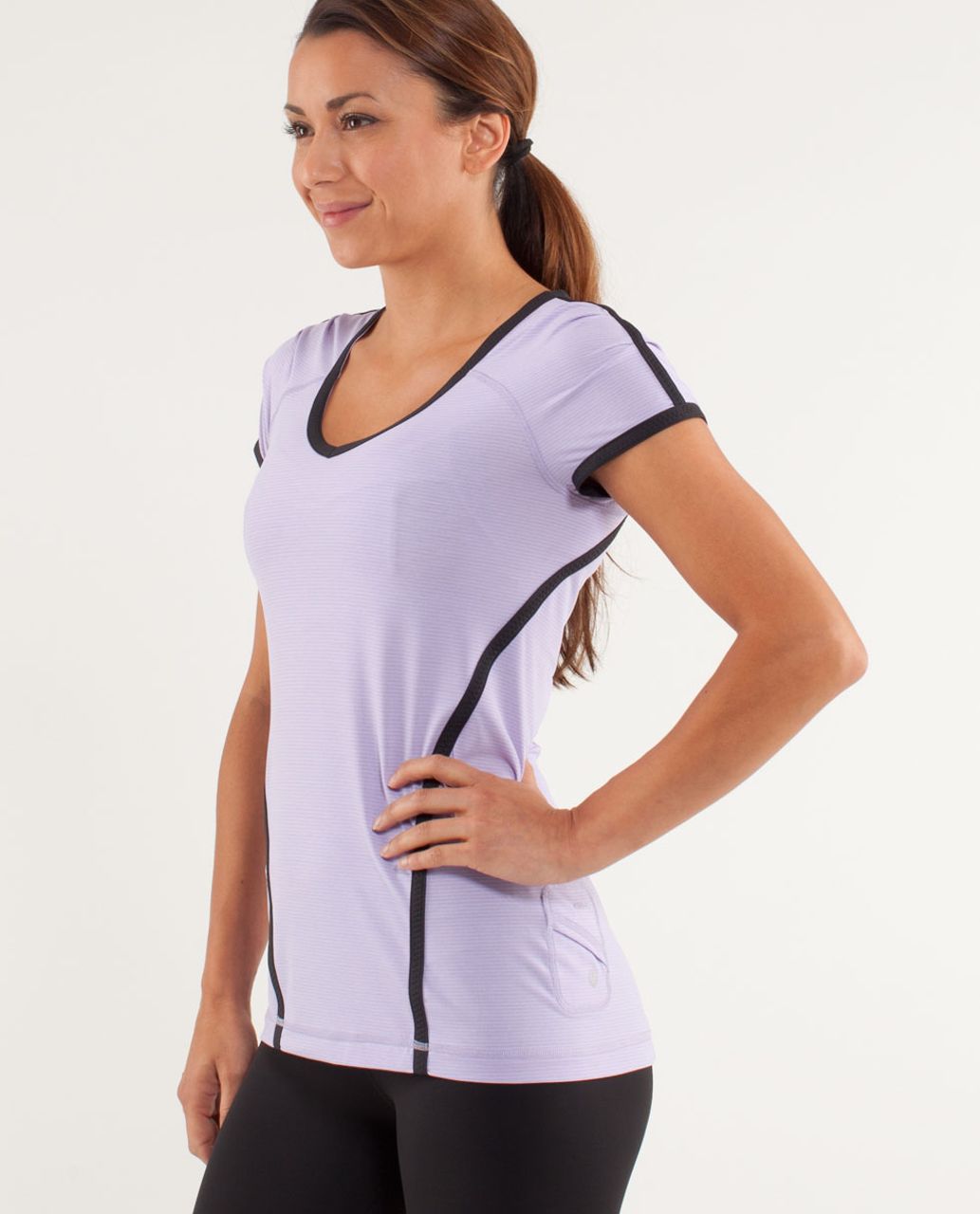 Lululemon Run:  Team Spirit Tech Short Sleeve - Lilac /  Deep Coal