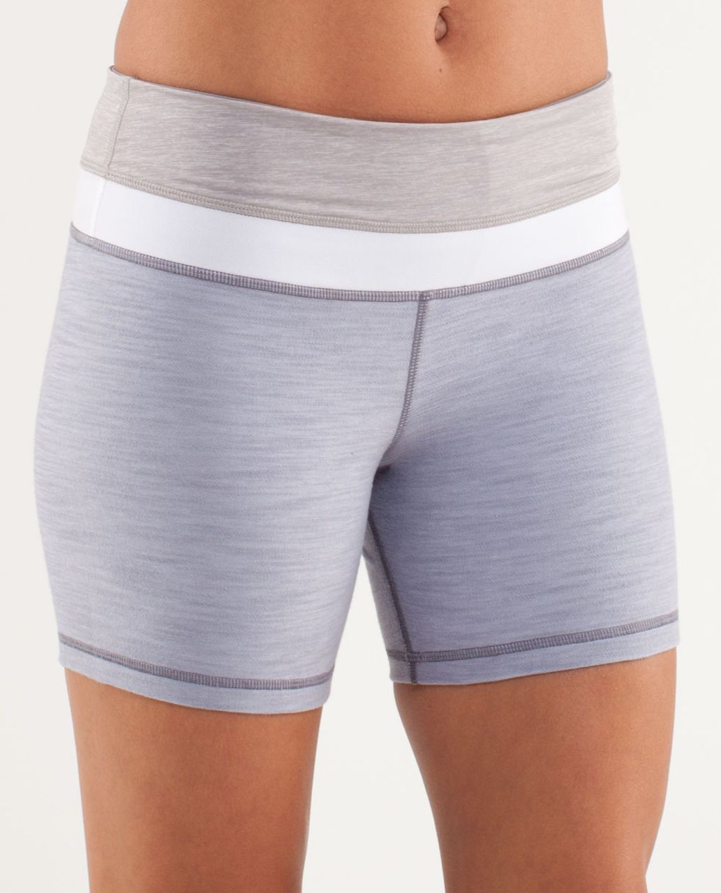 Lululemon Reverse Groove Short *Denim - Fossil White Slub Denim / Metallic Silver / White