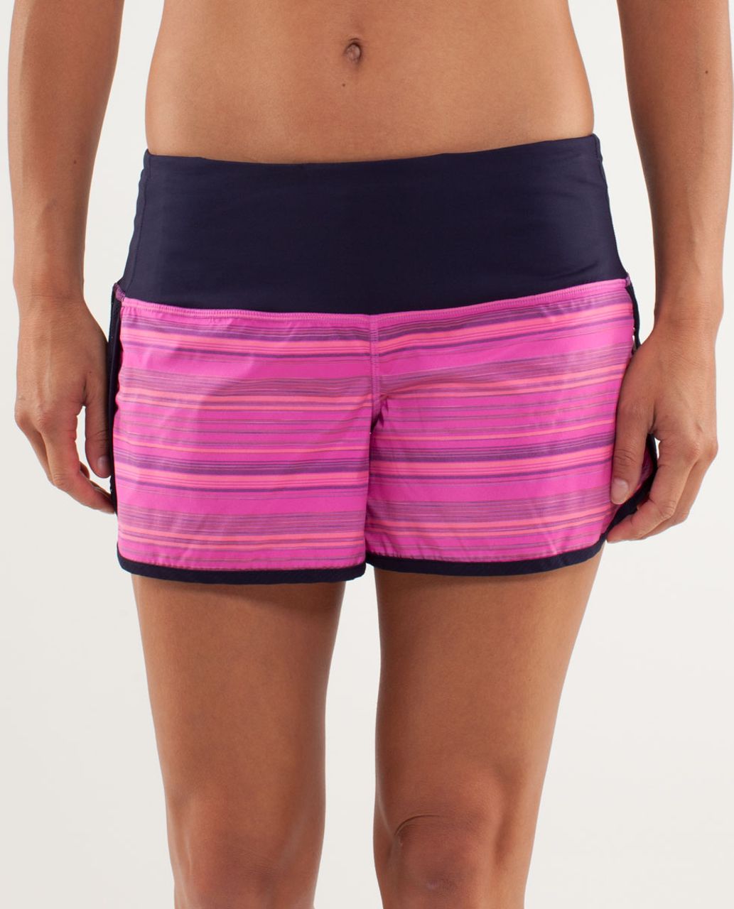 Lululemon Run Times Inversion Shorts Black Blue Orange Pink Stripe 8 - $35  - From Stephanie