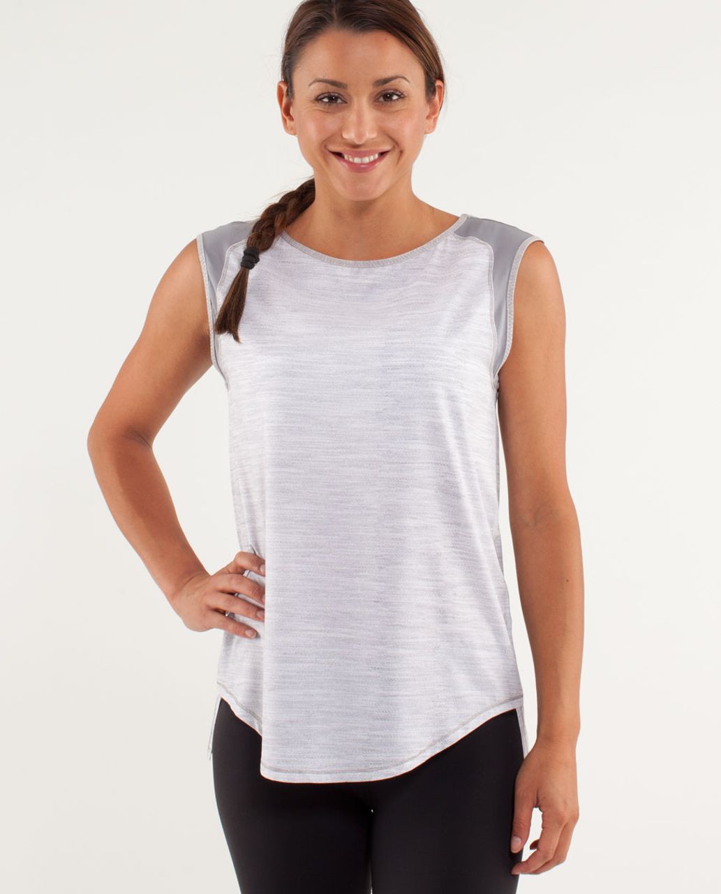 Lululemon Run:  Light As Air Sleeveless - Commuter Denim White / Fossil / Metallic Silver / Fossil