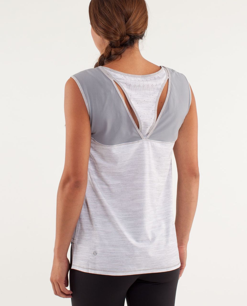 Lululemon Run:  Light As Air Sleeveless - Commuter Denim White / Fossil / Metallic Silver / Fossil