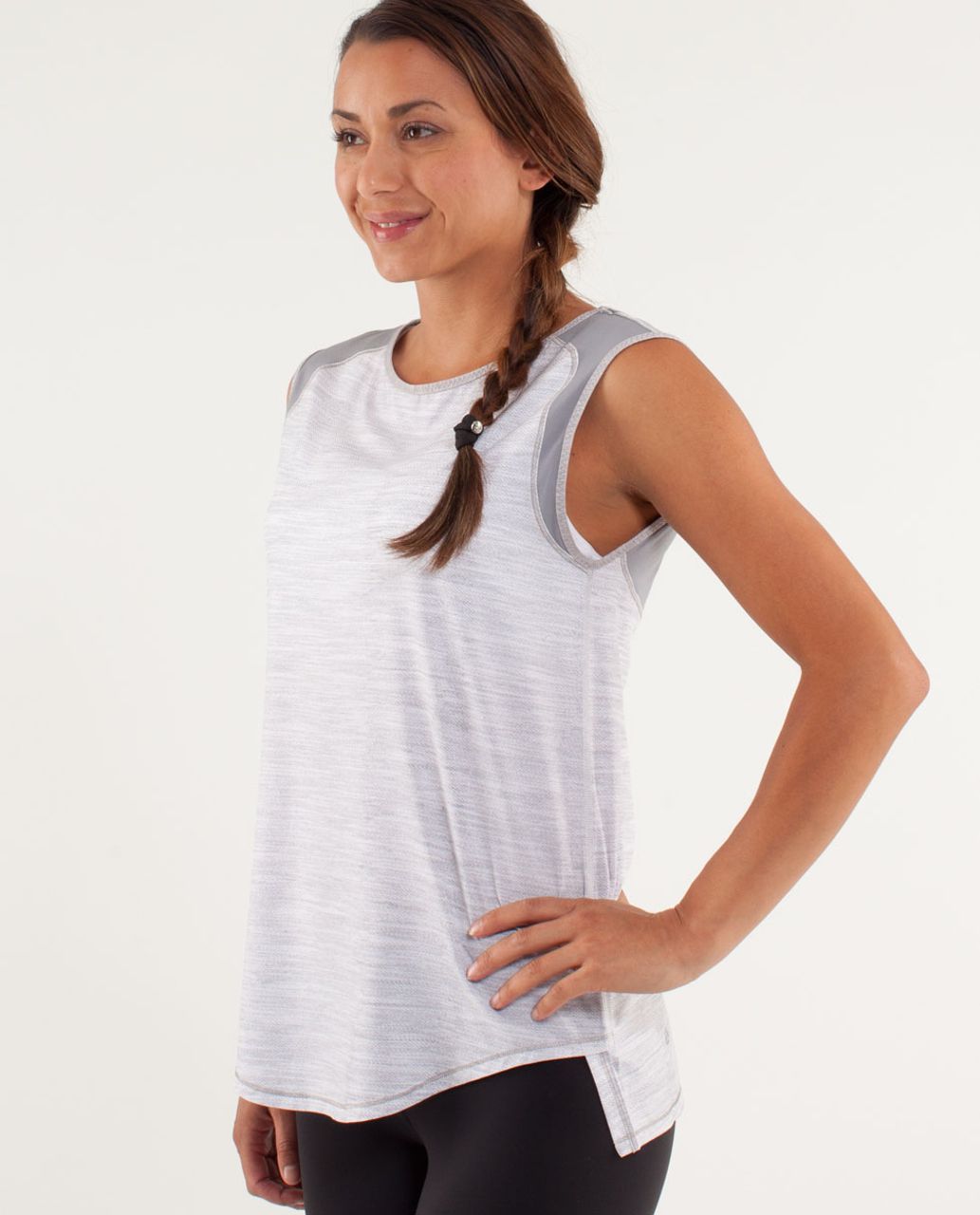 Lululemon Run:  Light As Air Sleeveless - Commuter Denim White / Fossil / Metallic Silver / Fossil