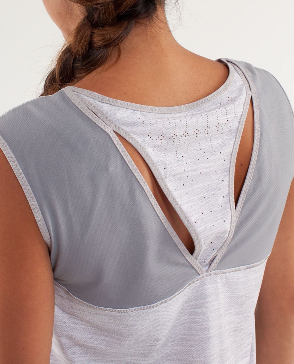 Lululemon Run:  Light As Air Sleeveless - Commuter Denim White / Fossil / Metallic Silver / Fossil