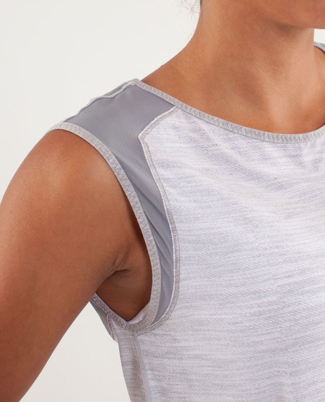 Lululemon Run:  Light As Air Sleeveless - Commuter Denim White / Fossil / Metallic Silver / Fossil