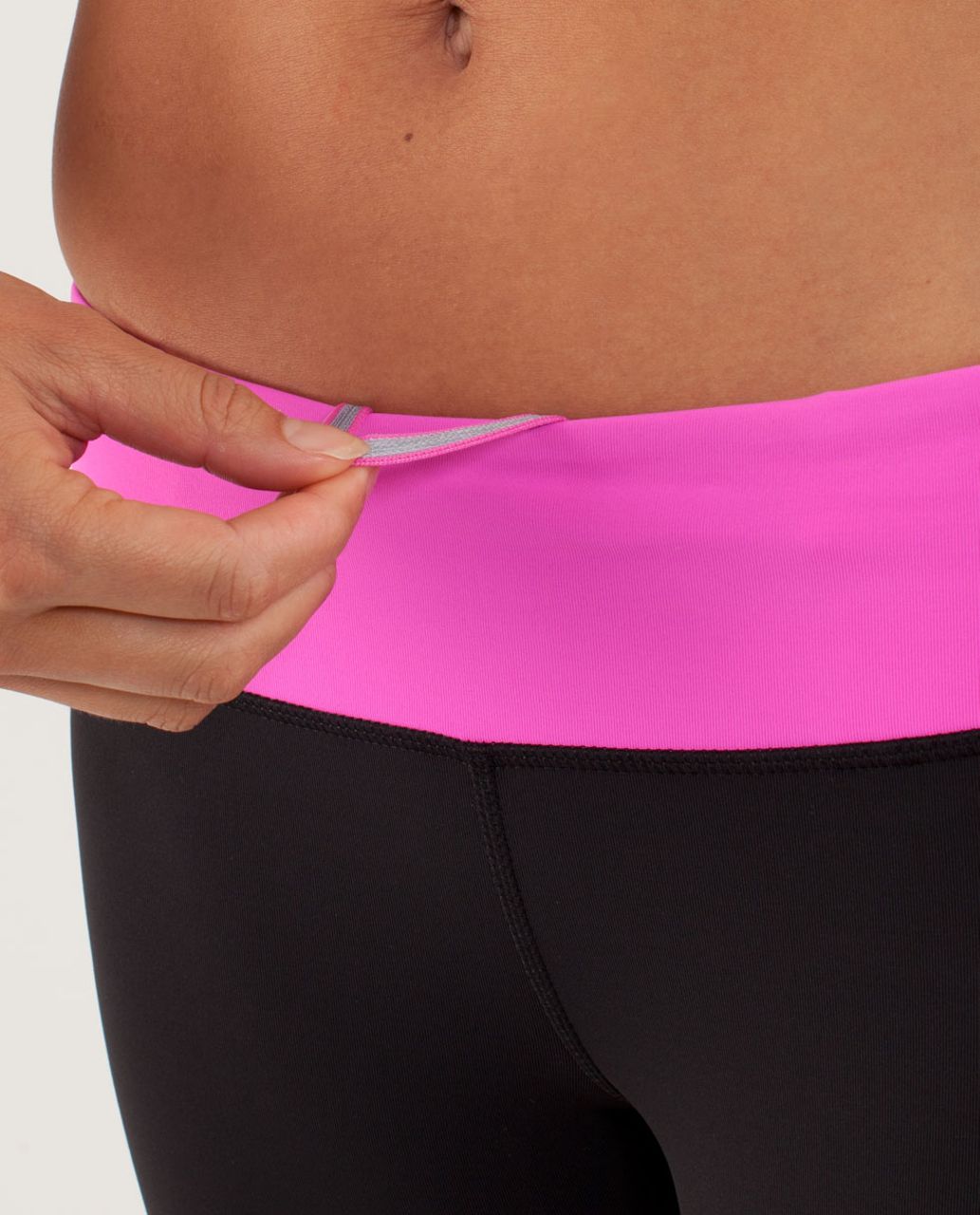 Lululemon Run:  Fast And Free Crop - Black /  Pow Pink