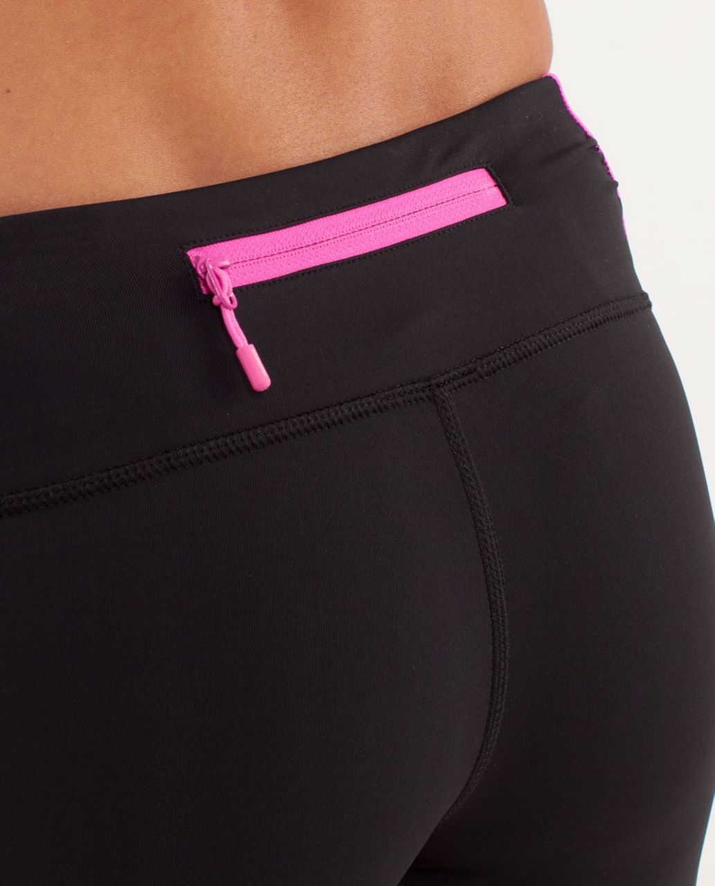 Lululemon Run:  Fast And Free Crop - Black /  Pow Pink