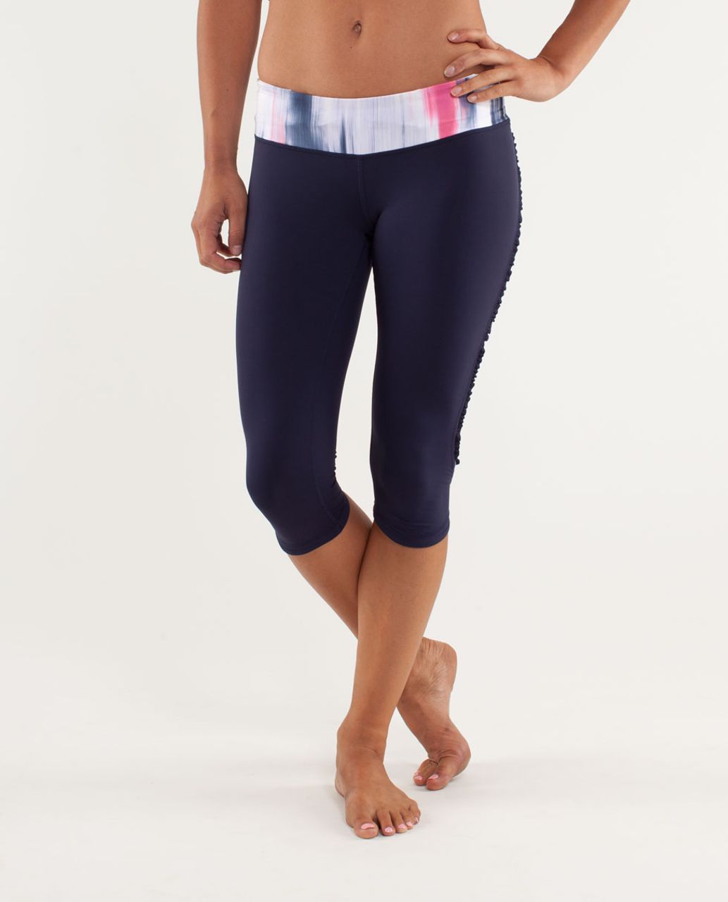 Lululemon Run:  Fast And Free Crop - Deep Indigo / Mirage Deep Indigo / White