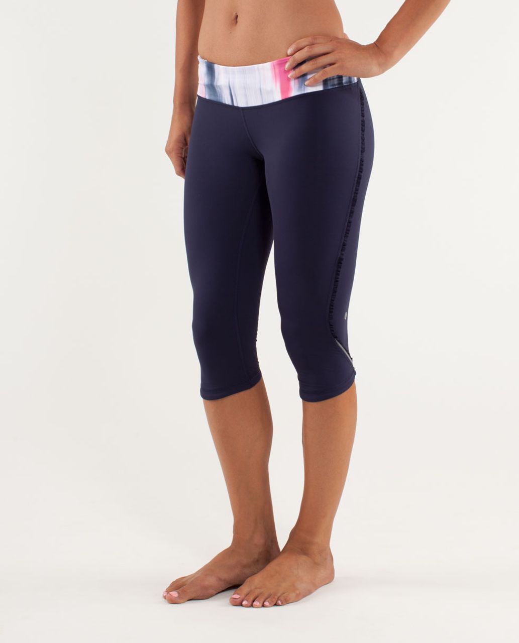 Lululemon Run:  Fast And Free Crop - Deep Indigo / Mirage Deep Indigo / White