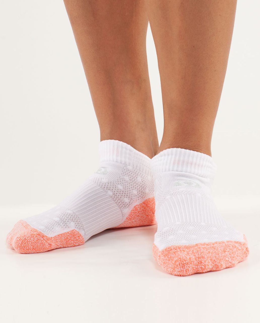 Lululemon Women's Ultimate Padded Run Sock - Pop Orange / White White High Noon Dot