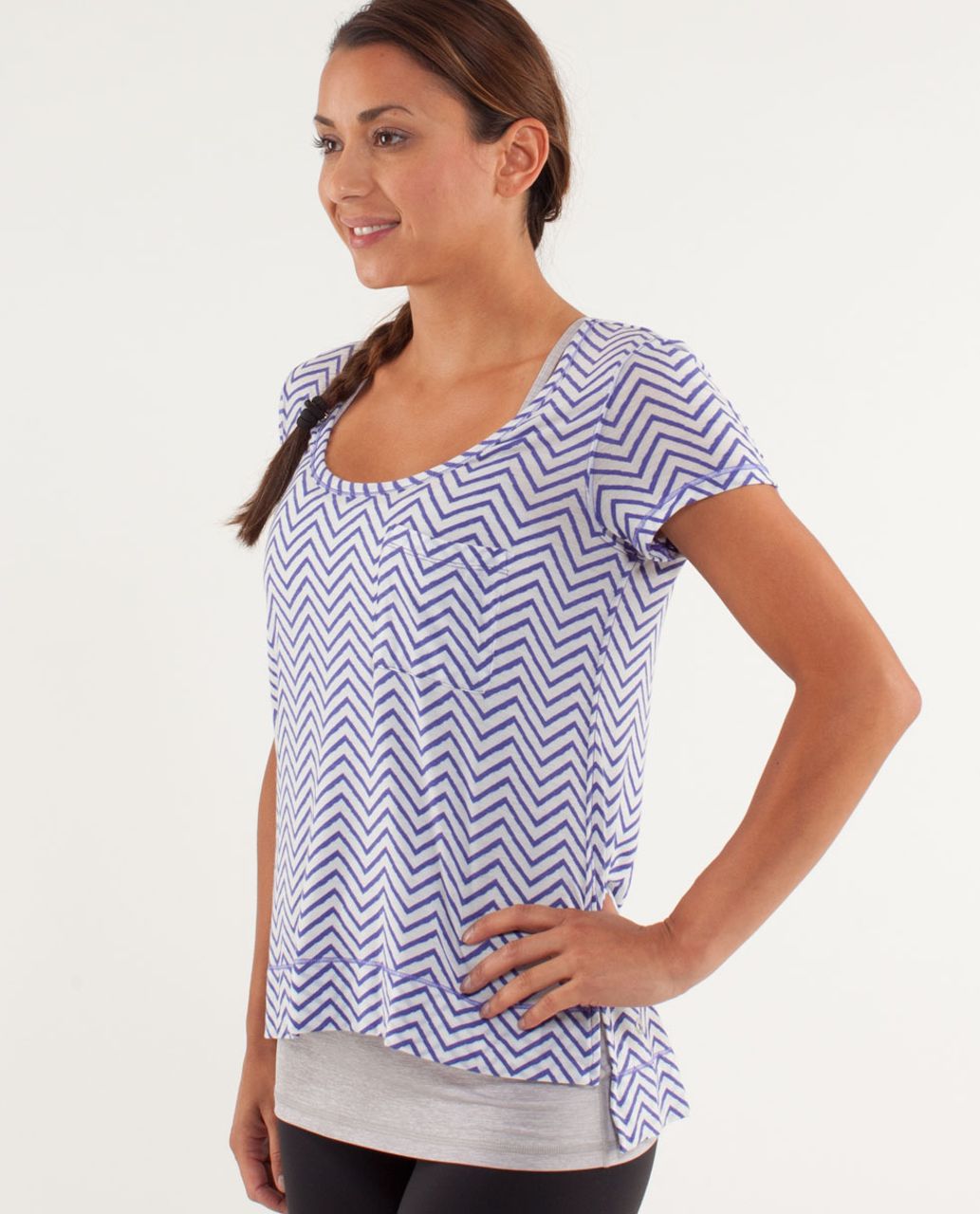 Lululemon Perfect Layer Tee - Textured Chevron Burnout Power Purple