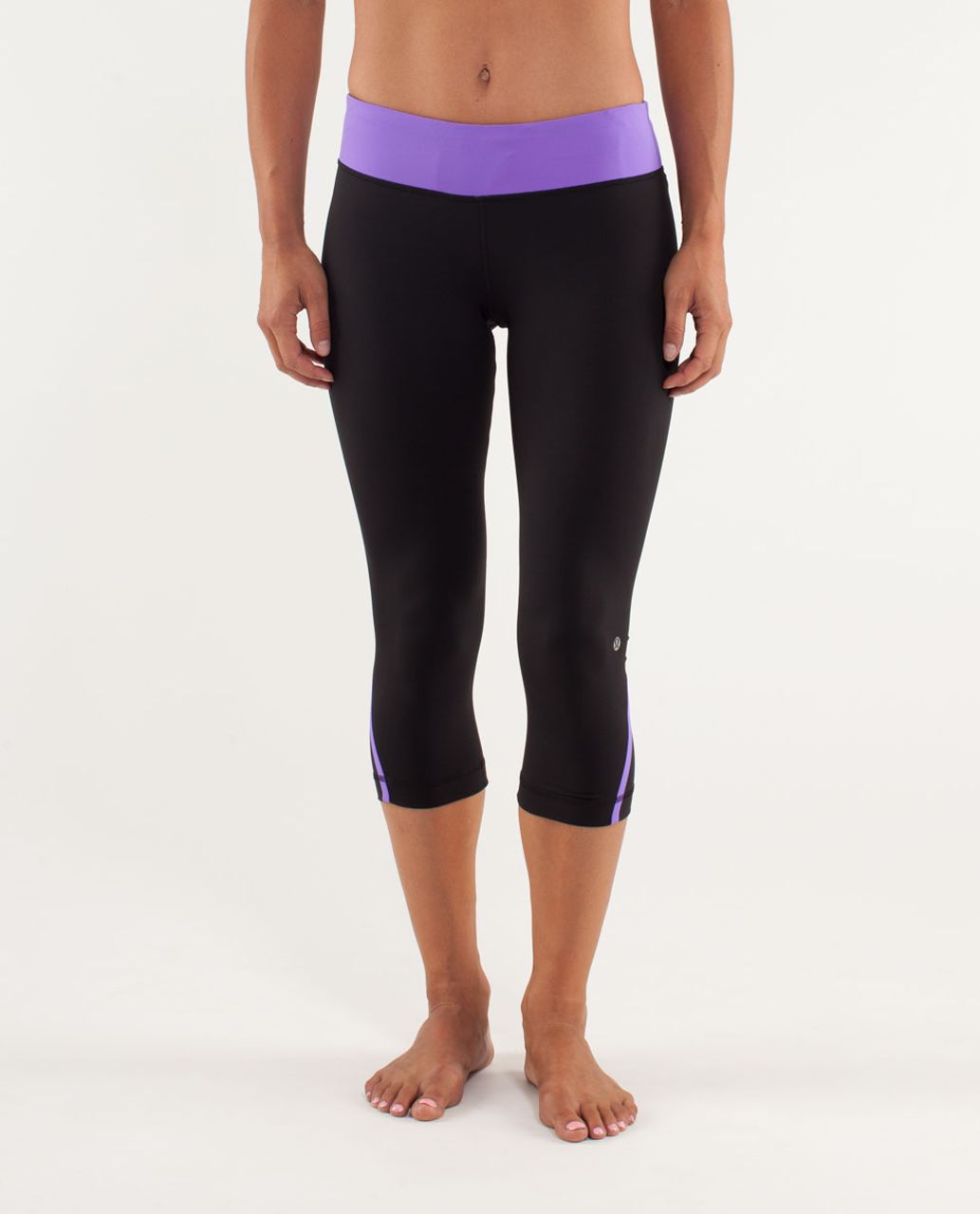 Lululemon Run:  Track Time Crop - Blck /  Power Purple