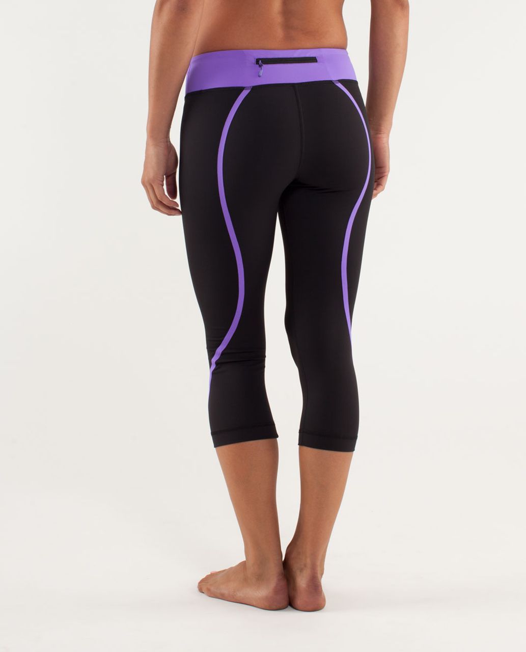 Lululemon Run:  Track Time Crop - Blck /  Power Purple