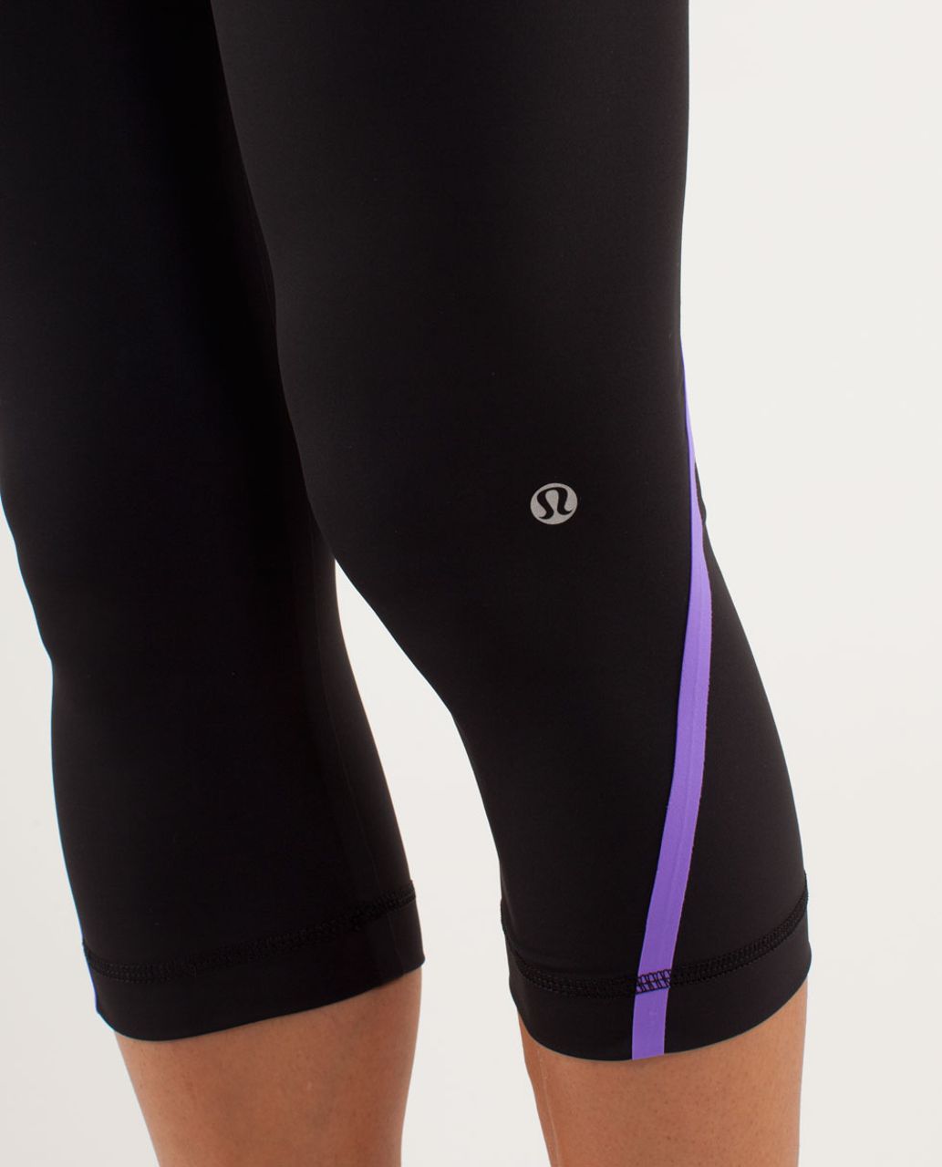 Lululemon Run:  Track Time Crop - Blck /  Power Purple