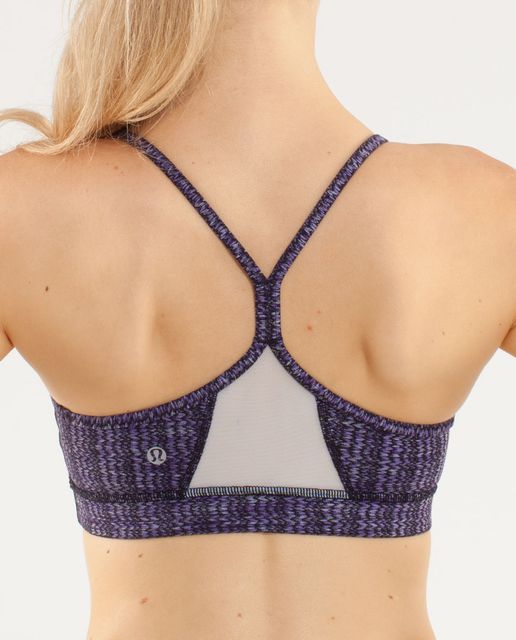 LULULEMON FLOW Y BRA IV ASSORTED STRIPE BLEACHED CORAL/BLACK 4/XS