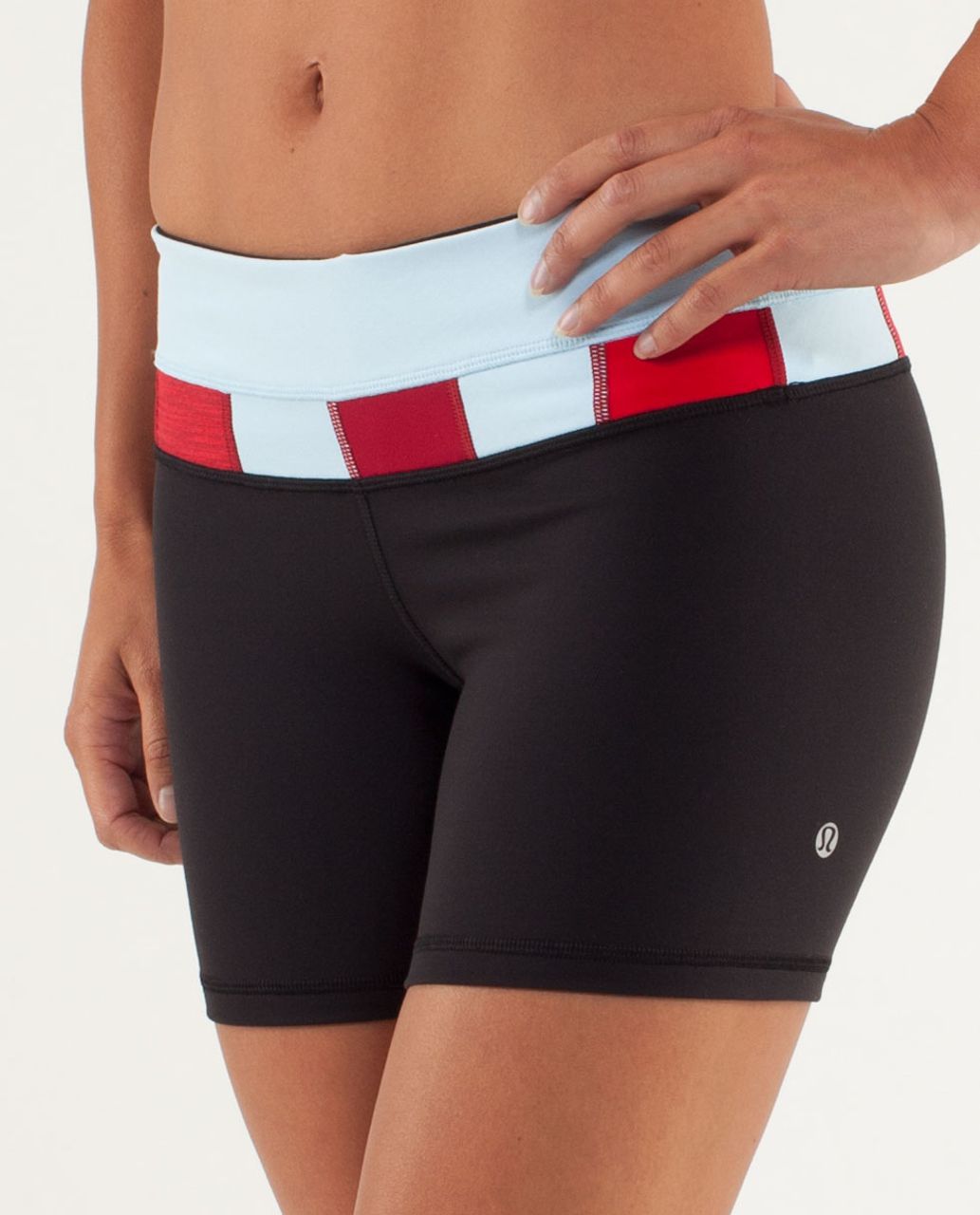 Lululemon Reverse Groove Short (Regular) - Black / Mini Squiggle Emboss Caspian Blue / Fall 12 Quilt 11