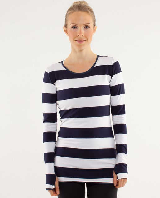 Lululemon Every Yogi Long Sleeve - Wee Stripe White Black / Black