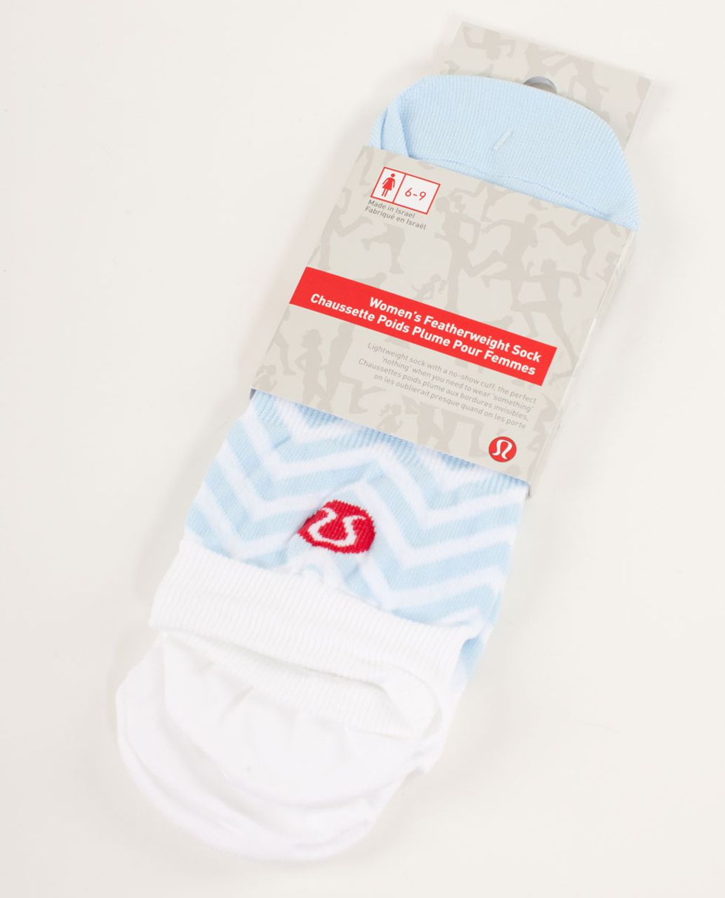 Lululemon Women's Featherweight Sock - Chevron White / Caspian Blue