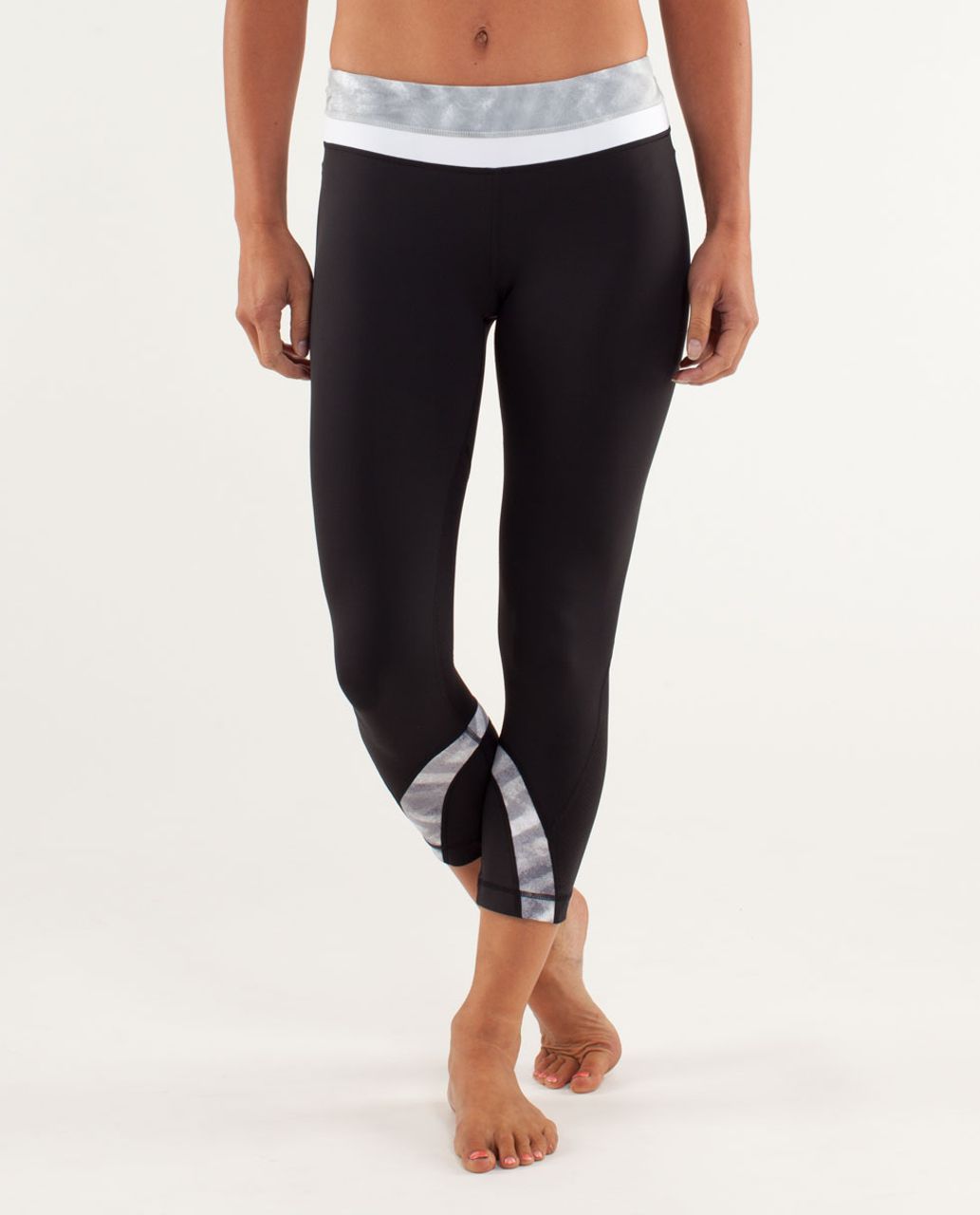 Lululemon Run:  Inspire Crop II - Black / Blazer Fossil / White