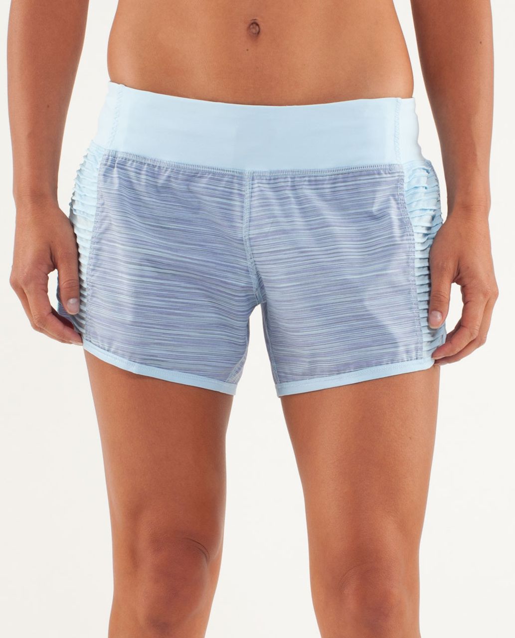 Lululemon Run:  Bright At Night Short - Twisted Stripe Caspian Blue / Caspian Blue