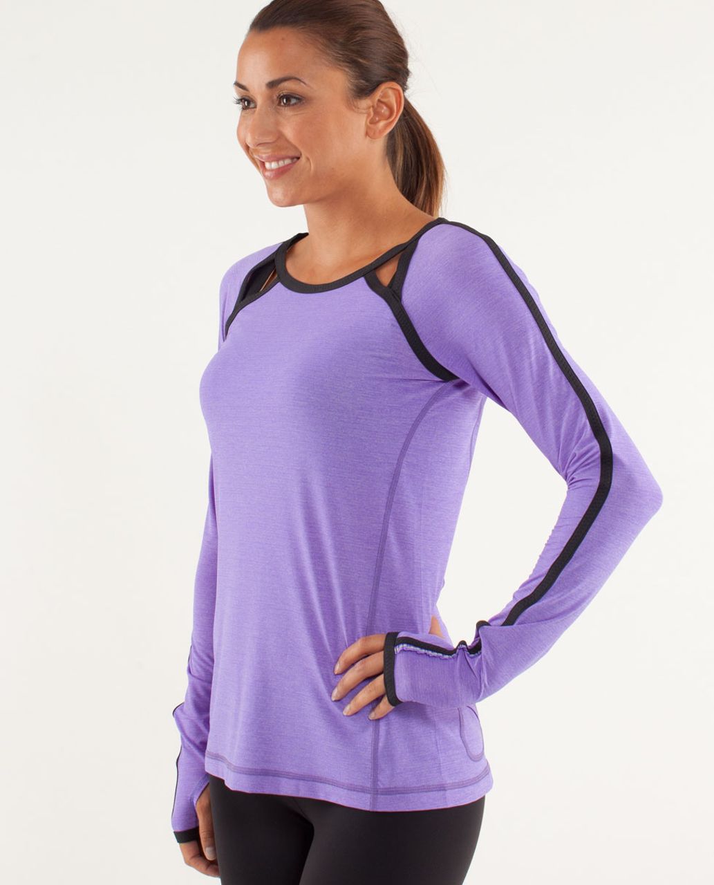 Lululemon Run:  Team Spirit Long Sleeve - Power Purple / Deep Coal