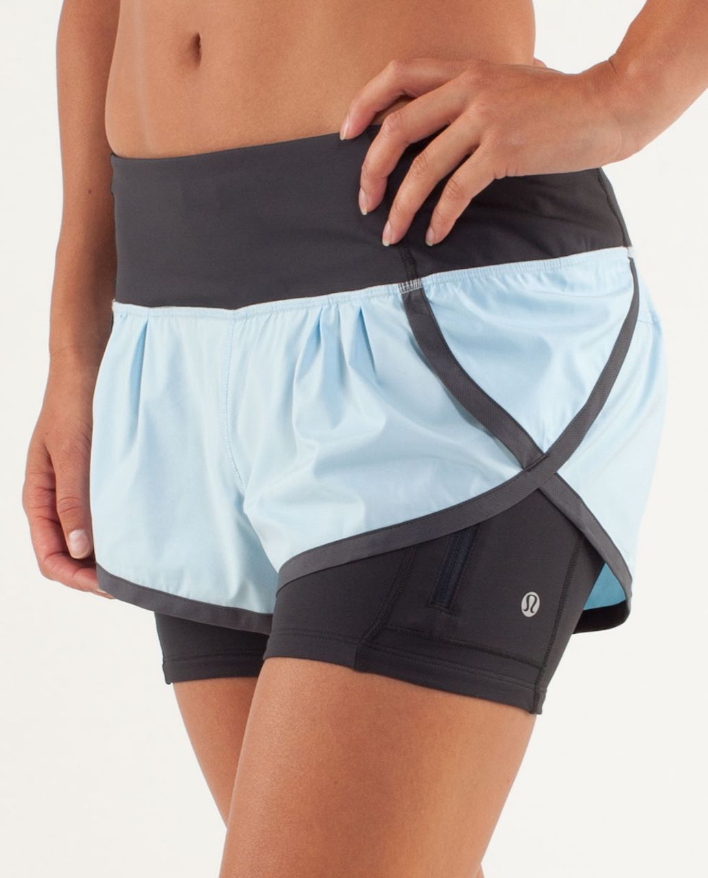 Lululemon Run:  Speed Squad Short - Caspian Blue / Deep Coal