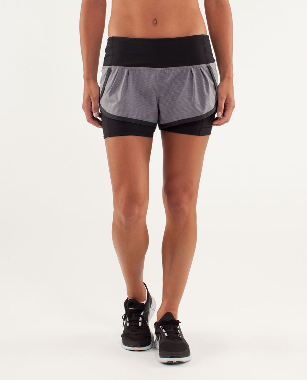 Lululemon Run:  Speed Squad Short - Twisted Stripe Fossil / Black