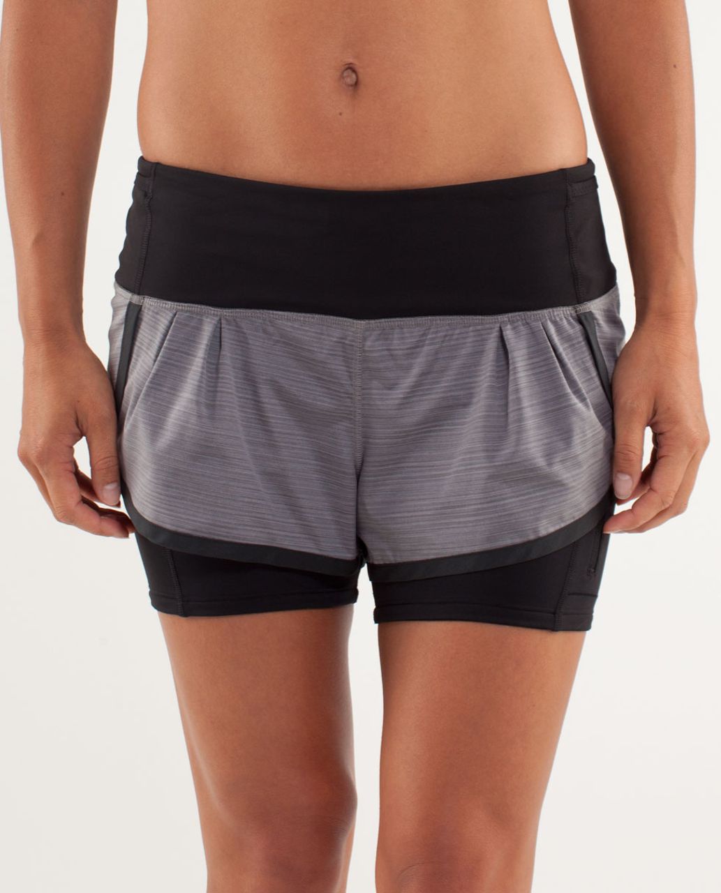 Lululemon Run:  Speed Squad Short - Twisted Stripe Fossil / Black