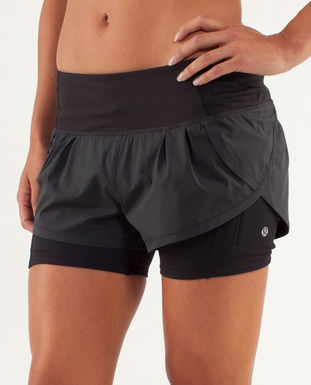 Lululemon Run Times Short II *4 - Heather Lux Multi Black / Black - lulu  fanatics