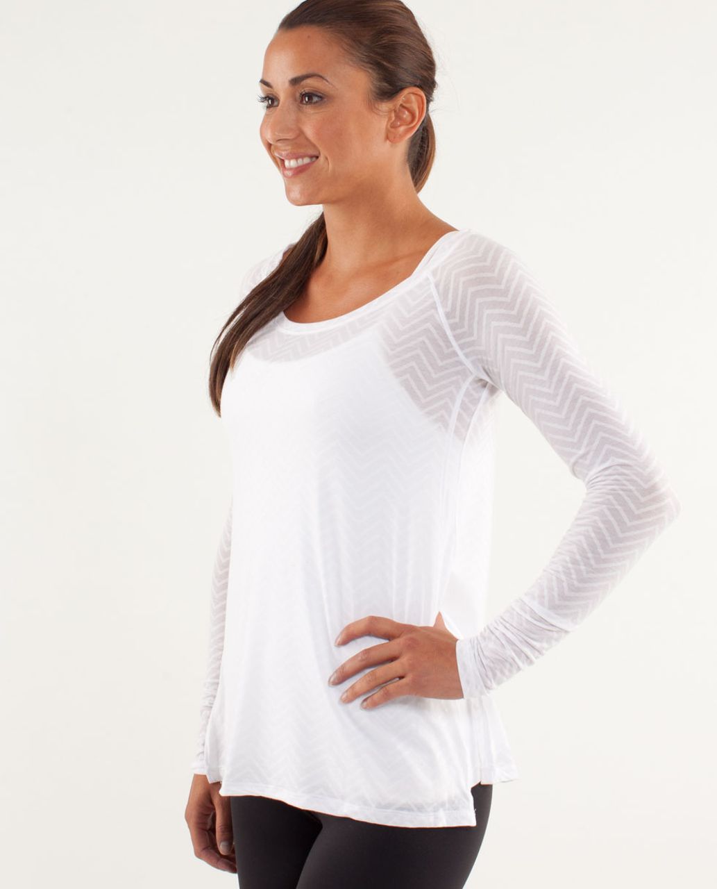 Lululemon Presence Of Mind Long Sleeve - Textured Chevron Burnout White