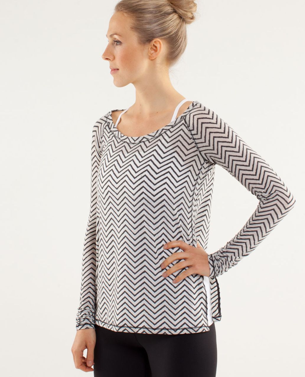 Lululemon Presence Of Mind Long Sleeve - Textured Chevron Burnout Black