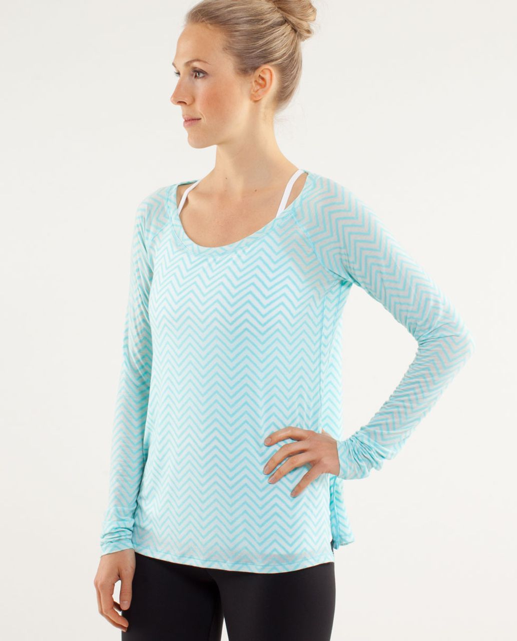 Lululemon Presence Of Mind Long Sleeve - Textured Chevron Burnout Angel Blue