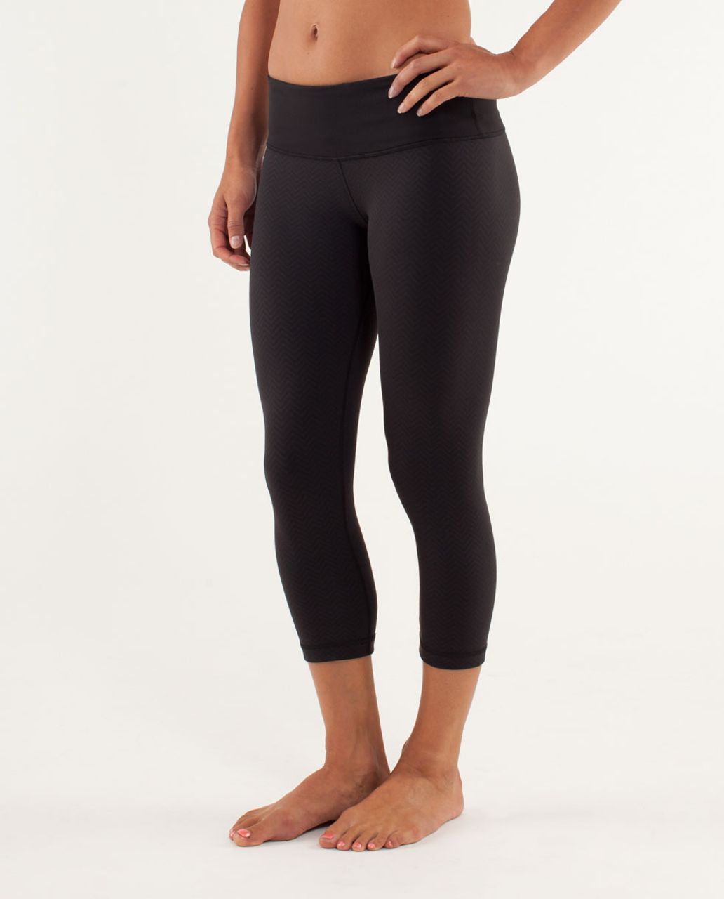 Lululemon Wunder Under Crop *Embossed - Mini Squiggle Emboss Black / Black