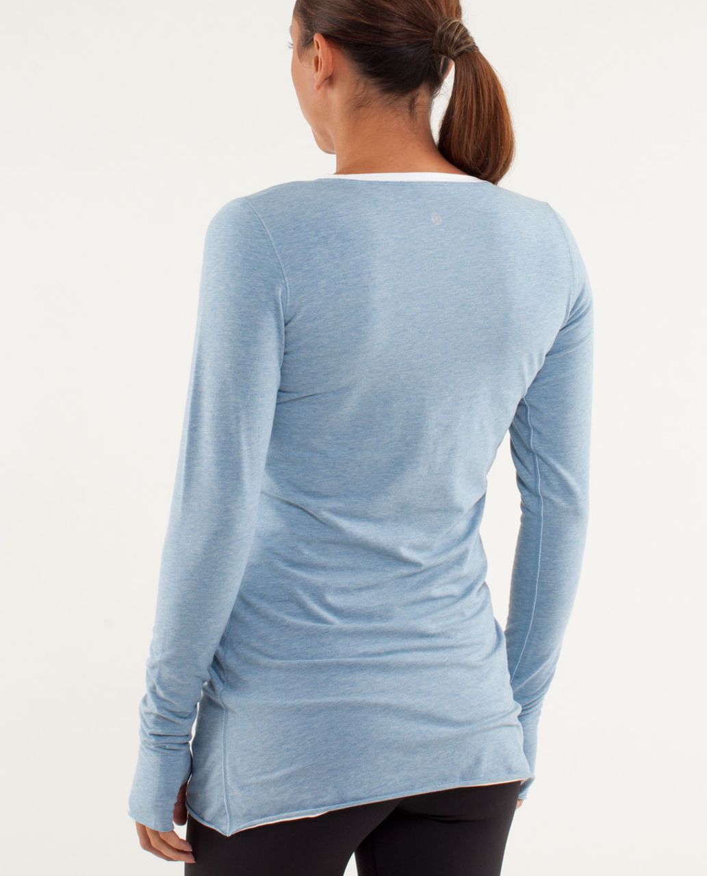 Lululemon Every Yogi Long Sleeve - Heathered Caspian Blue / White - lulu  fanatics