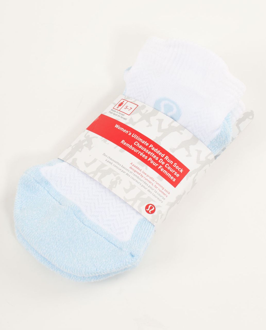 Lululemon Women's Ultimate Padded Run Sock - Caspian Blue / White White Chevron