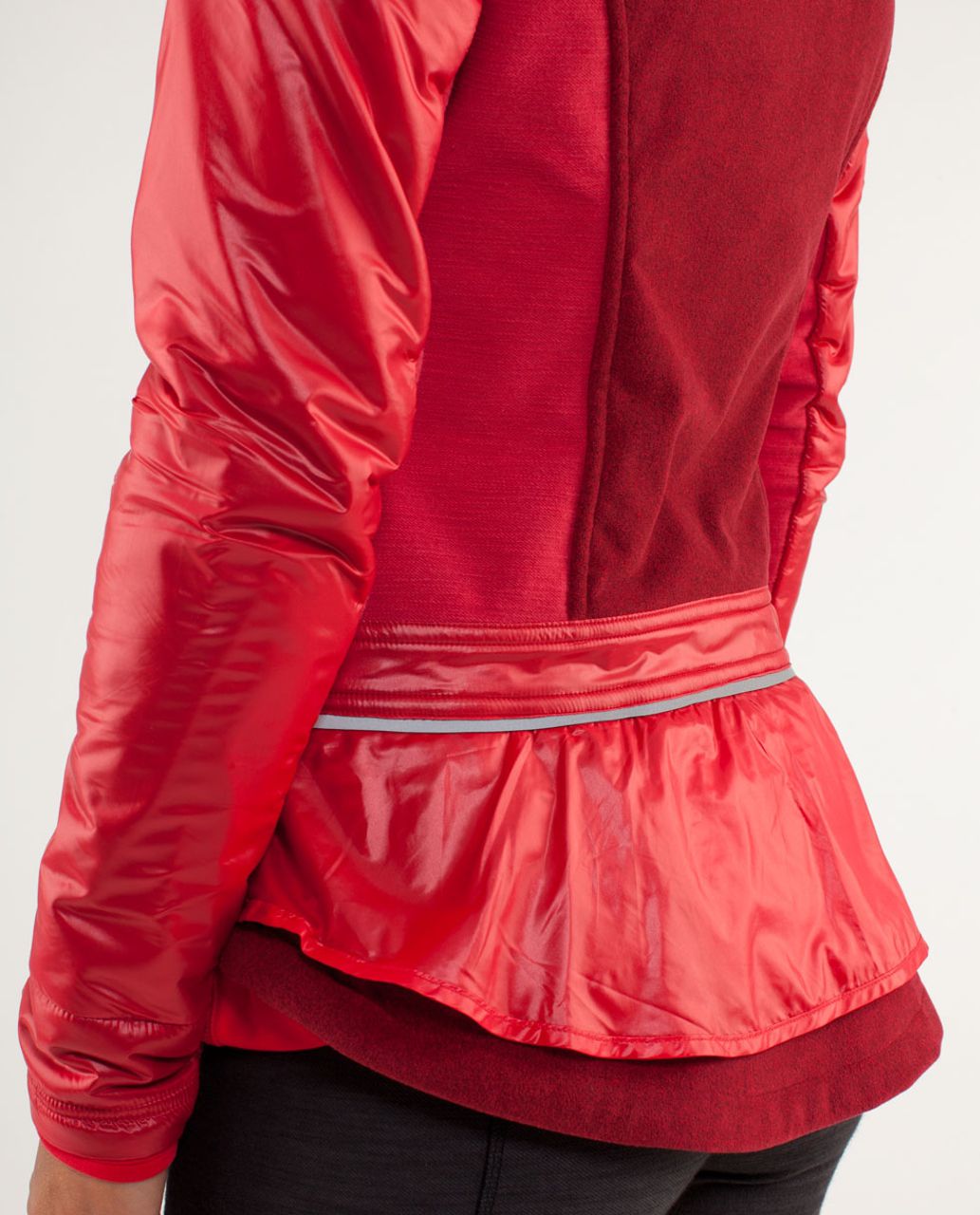 Lululemon Womens Red Power Pedal Peplum Ruffle Jacket Size 4 Excellent  cond.