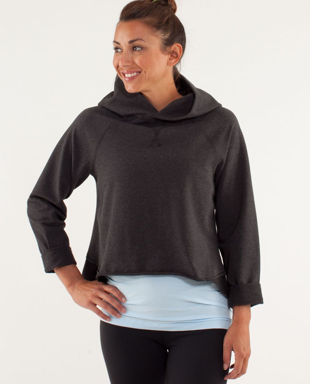 Lululemon Pull Me Over Hoodie - Heathered Black / Black - lulu fanatics