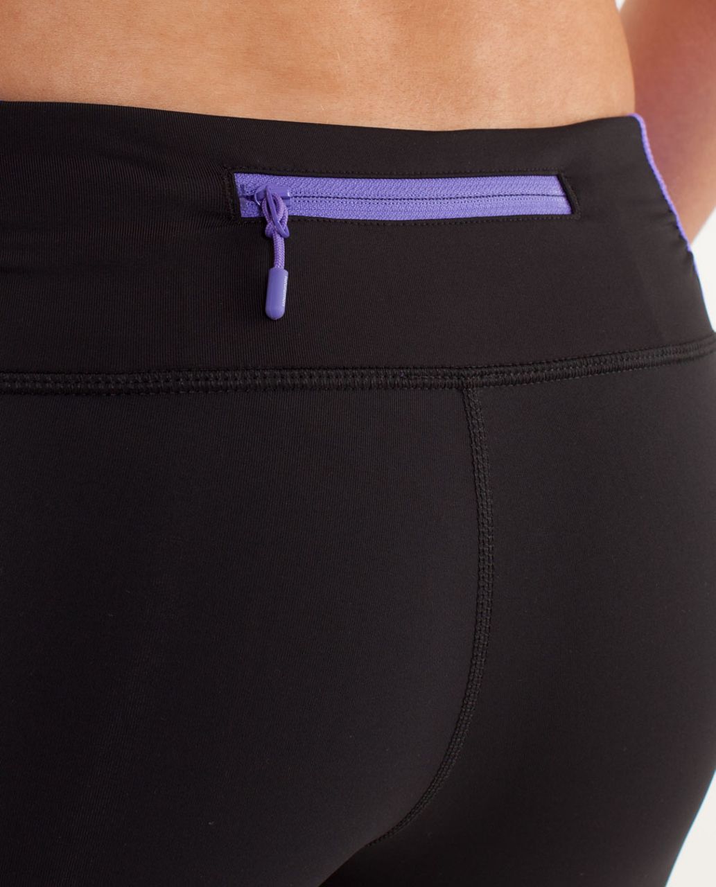 Lululemon Run:  Fast And Free Crop - Black / Mini Squiggle Emboss Power Purple