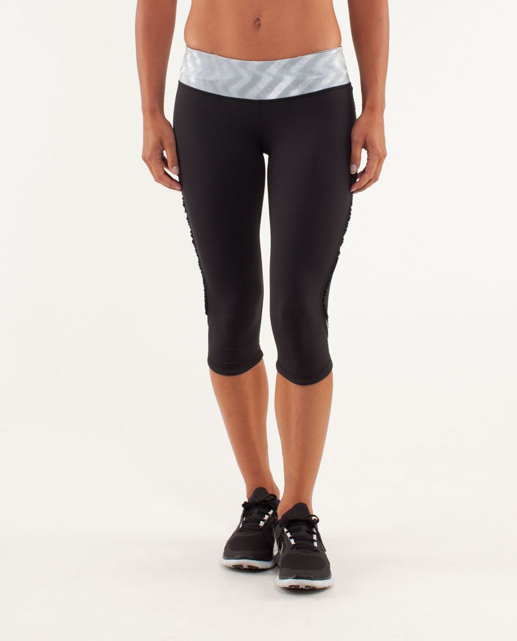 Lululemon Run:  Fast And Free Crop - Black / Blazer Fossil