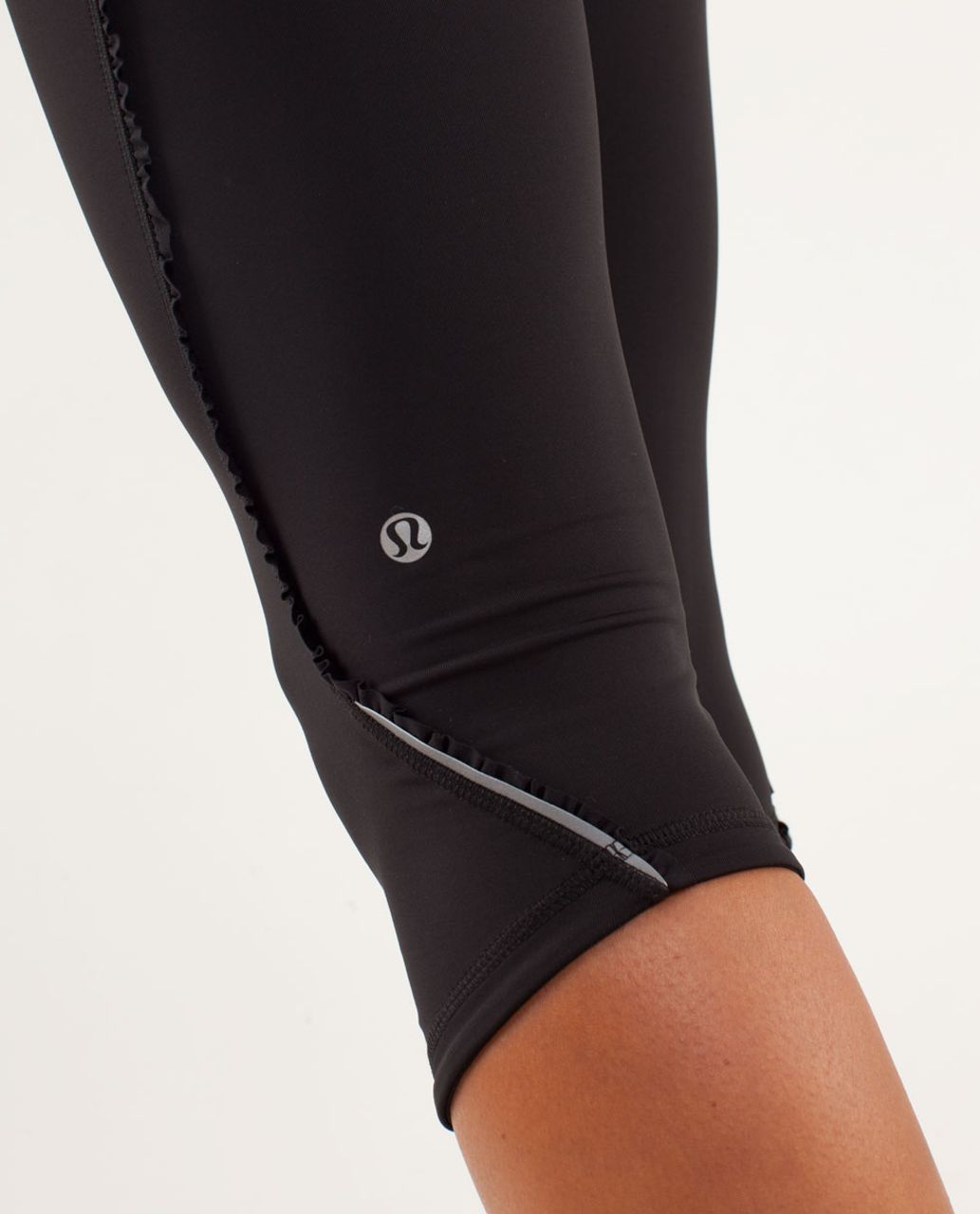 Lululemon Run:  Fast And Free Crop - Black / Blazer Fossil